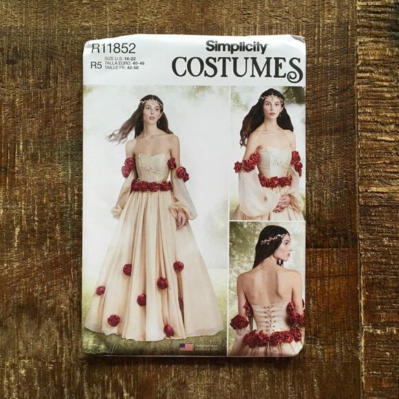 Simplicity Pattern R11852 Fantasy LOTR GOT Cosplay Corset Skirt 14-22 UNCUT LARP - Picture 1 of 3